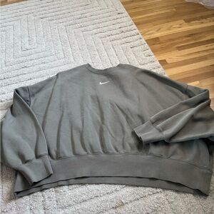 Nike Olive Crewneck Sweatshirt with White Logo